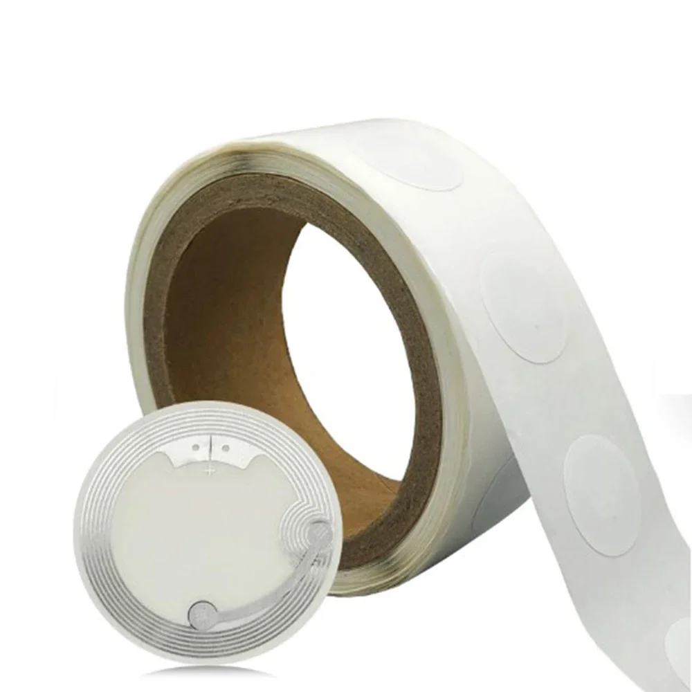Etiqueta de papel revestido imprimível iso14443a nfc nfc213 144 bytes 13.56mhz diâmetro 25mm