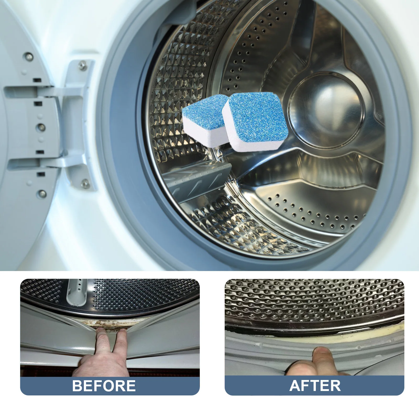 Jakehoe 12pcs Washing Machine Cleaning Tablets Tank Descaling Remove Odor Detergent Clean Laundry Machine Decontamination Tablet