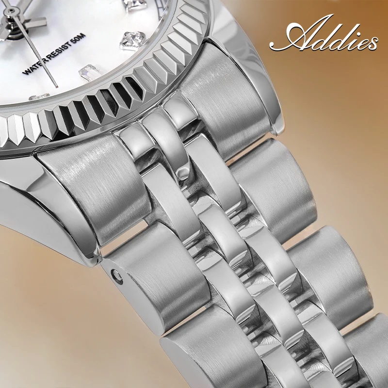 ADDIES New Luxury Quartz Woman Watch Fashion Sapphire Glass 5Bar Waterproof Dress Stainless Steel Business Women Wristwatch