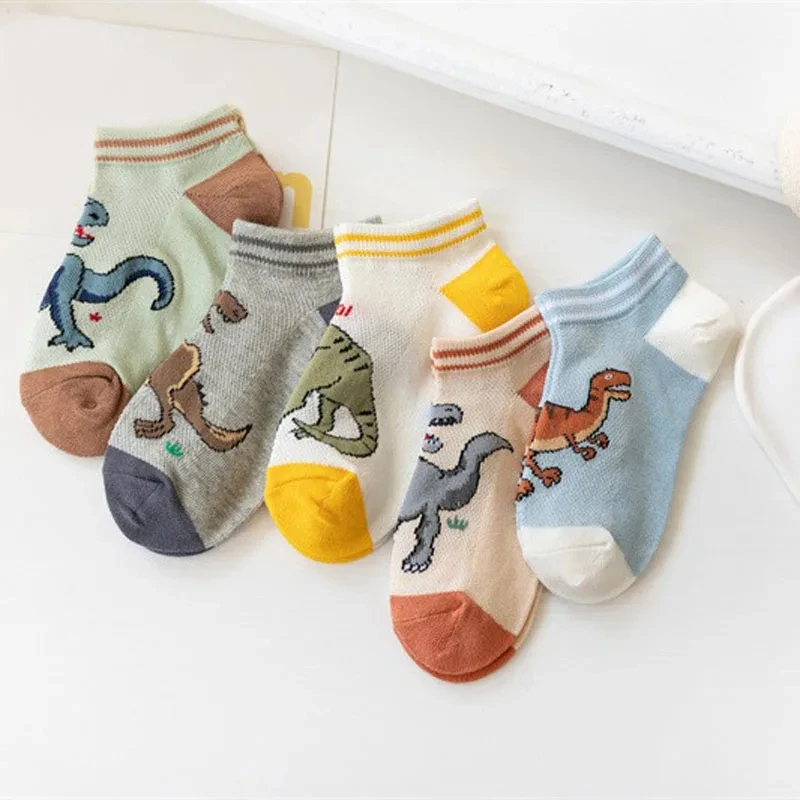 Boy's Dinosaur Pattern Socks Comfortable Breathable Casual Soft Kids Socks