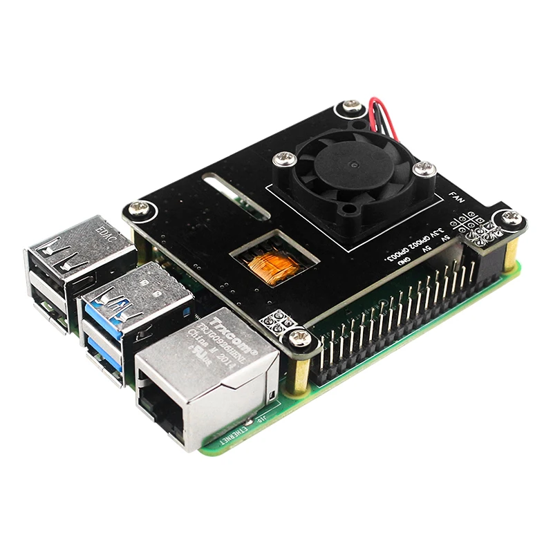 

Raspberry Pi 4 POE HAT with Cooling Fan Power Over Ethernet Module IEEE802.3af Standard Compliant 5V 2.4A for Rasberry Pi 4B 3B+