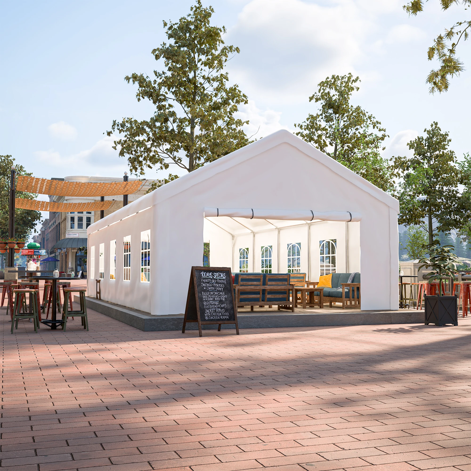 

Палатка для вечеринок 16x32 футов со съемными боковыми стенками, 3 сумки для хранения, уличный навес для кемпинга, сада, мероприятий