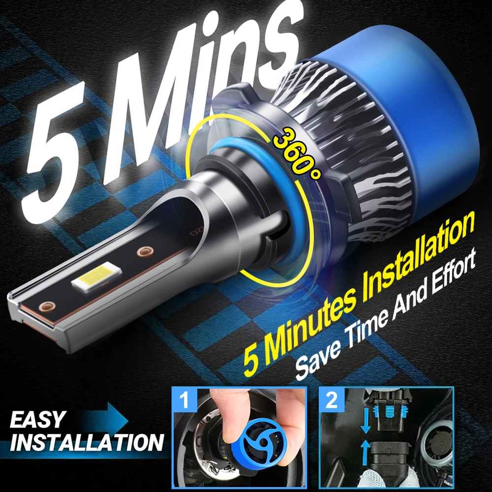 2 قطعة Led العلوي H7 H4 H11 H8 H9 9005 HB3 9006 HB4 9012 HIR2 H1 9008 H13 9004 9007 أضواء السيارة لمبات 6000K 12V السيارات كشافات #6