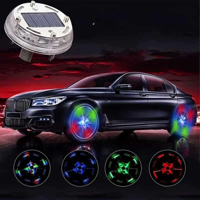 LED Light Solar Energy Flash Car Wheel Light Hub Bulb Tire Tyre Valve Car Motorcycle Tire Colorful Modes Valve Light Wheel Lamp