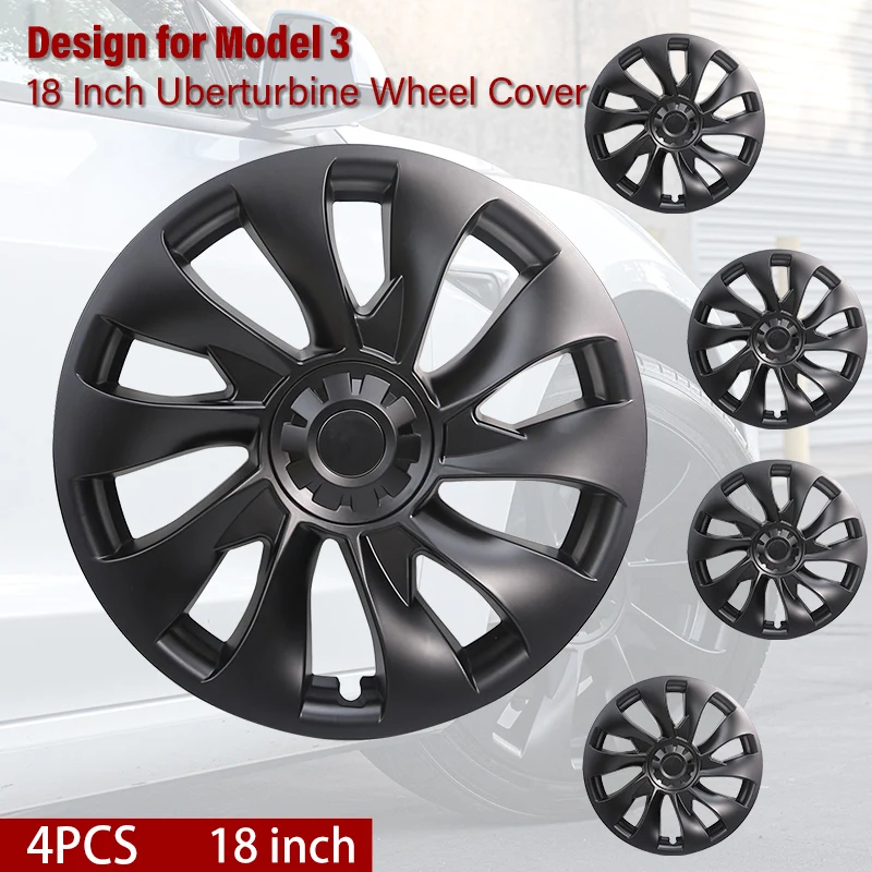 Tesla Model 3 2017-2023 4PCS 18Inch Wheel Cover Hubcap Performance Hub Caps Replacement Wheel Cap Full Rim Cover Accessories