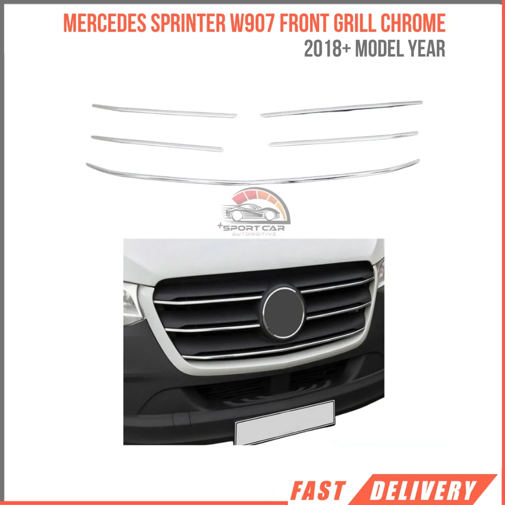 Chrome front grille for Mercedes Sprinter W907 5 pcs, 2018 and above. Stainless steel. A + quality. Automotive Change Car