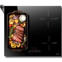 Hobsir Induction Hob with Plug, Hob 4 Plates, 60 cm Induction Hob, 3500 W, Built-in Hob with Flex Zone, Child Lock
