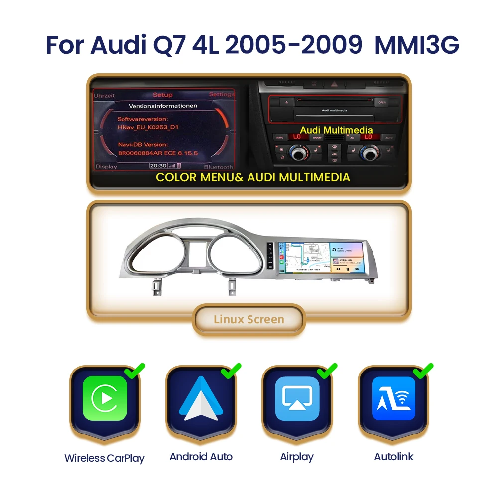 BONROAD Linux Touchscreen Draadloze Carplay Autoradio Android Auto Voor Audi Q7 4L 2005-20015 GPS Navigatie Multimedia speler