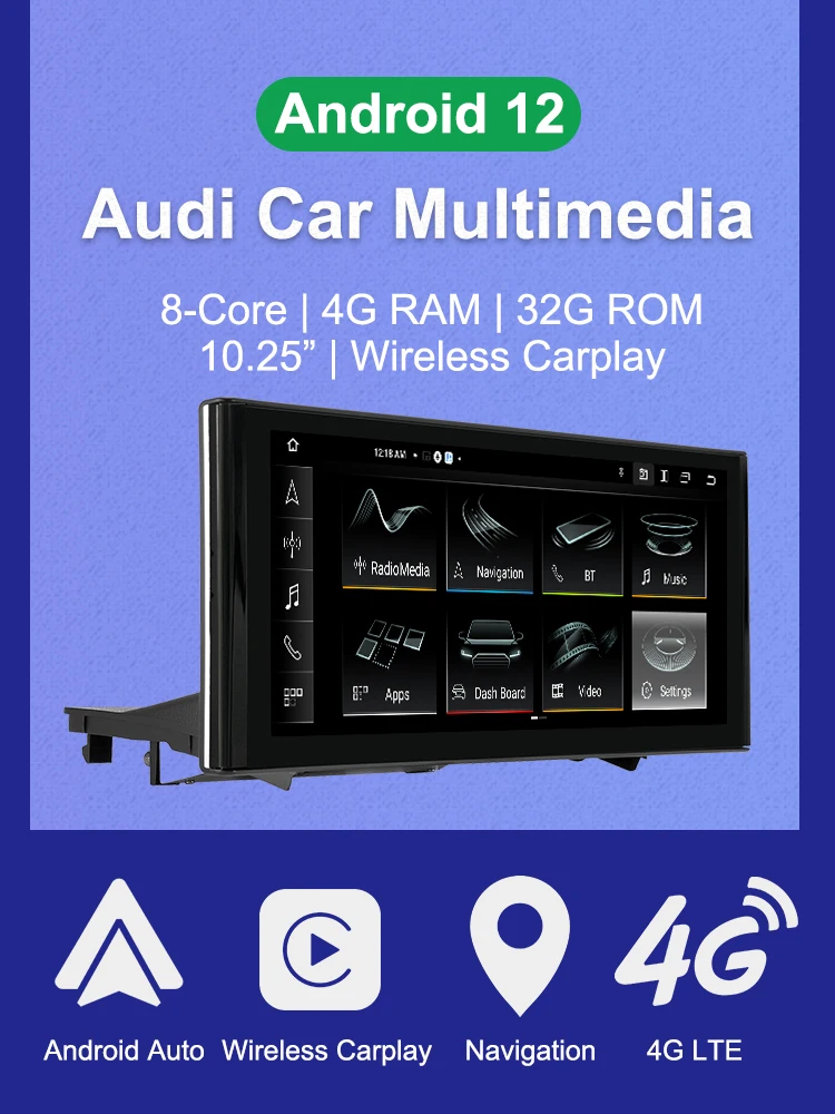 AUTOTOP 10,25 "Android 14 Auto Multimedia Stereo Für Audi A3 8V 2012-2020 Carplay Bluetooth WIFI GPS Navigation Audio Stereo 4G – Detail 1