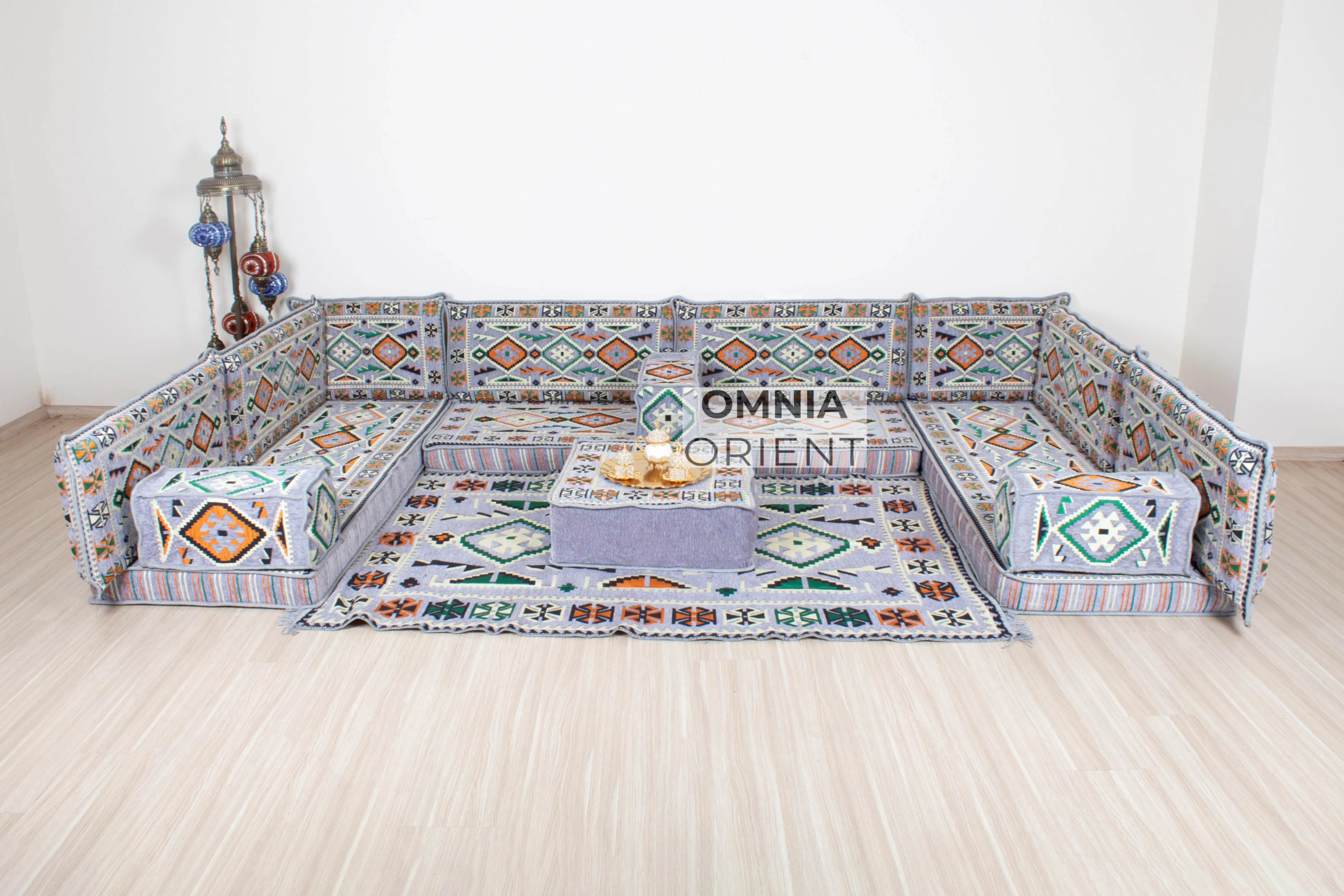 Set di divani anatolico Majlis arabi a forma di U Set di cuscini tradizionali divano da pavimento per balcone fodera per cuscino arabo cuscino per divano modulare