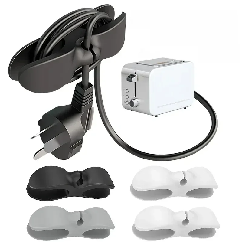 Enrouleur de câble en Silicone, étagère, support de maison, Clip, organisateur de cuisine, Machine à café, crochet de friteuse à Air, outil d'organisation de stockage 3/6 pièces