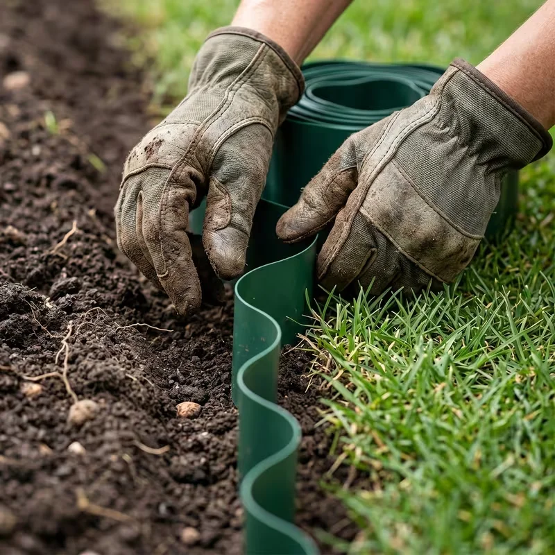1 Rolle Rasenkante aus Kunststoff, gewellte Gartenbegrenzung, Blumenbeet-Zaun für Rasen und Gemüsegarten, DIY – Detail 4