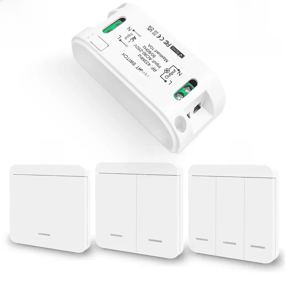 RF 433Mhz Bezprzewodowy zdalnie sterowany włącznik światła Przycisk przełącznika ściennego AC 110V 220V Odbiornik przekaźnika do 100M Sterowanie lampą — zdjęcie 2
