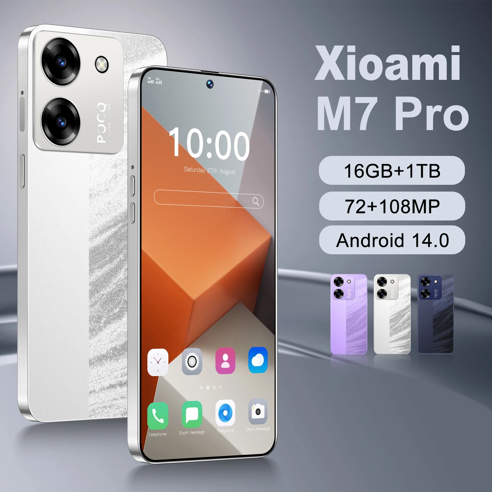 

2025 New Xioami POCQ M7 Pro 7.3HD Global Edition Dual Card 7800mAh Battery Facial Recognition Function The phone case is used fo