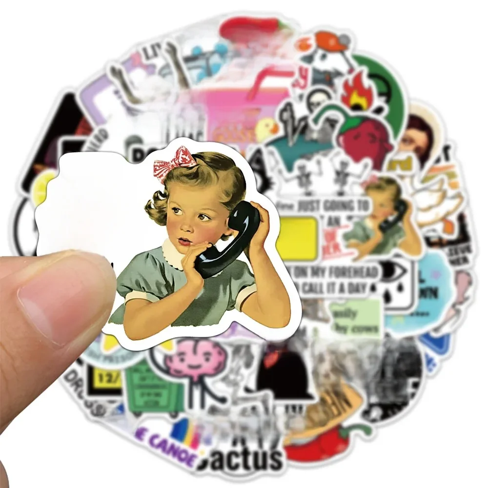 50 pièces Snarky MEME autocollants exquis anglais court phrase compte matériaux coques de téléphone valises pour ordinateur portable tasses d'eau étanche