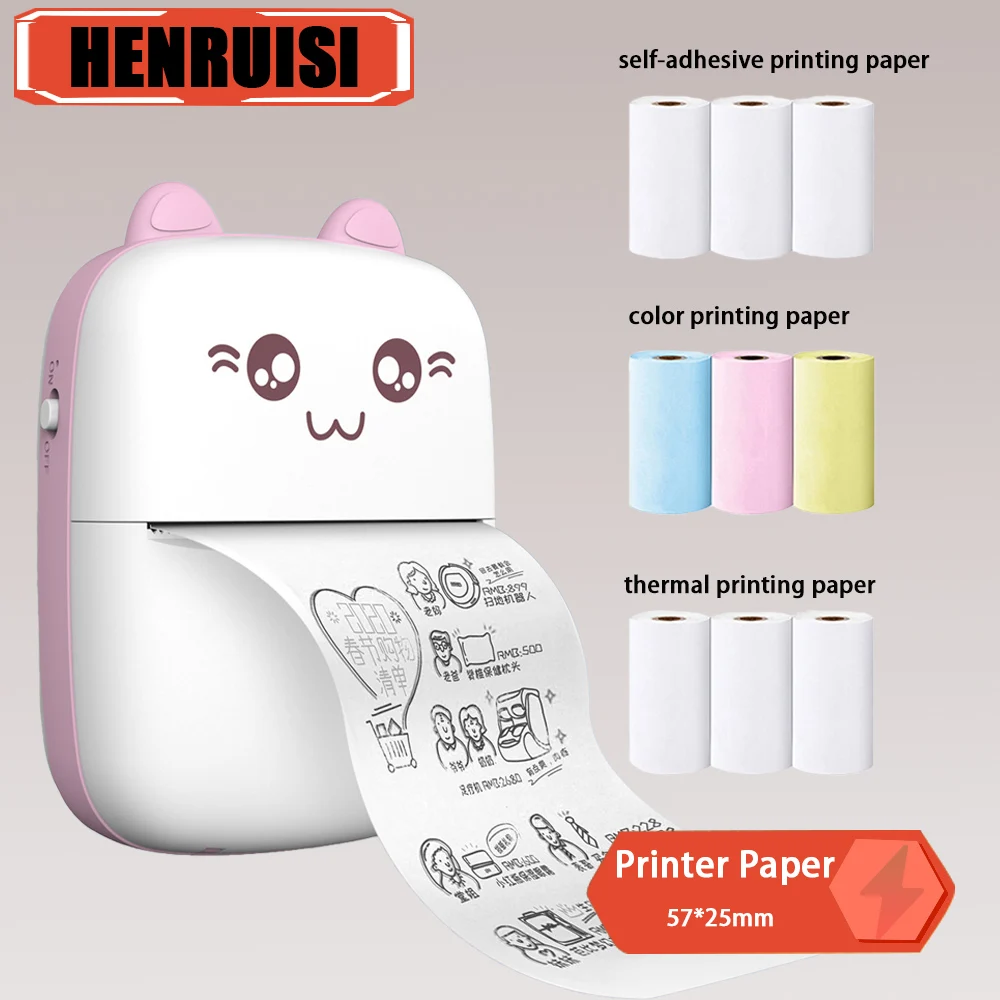 Mini papel fotográfico para miniimpresoras HD, pegatinas autoadhesivas térmicas semitransparentes, papeles de colores, rollos de suministros para impresoras sin tinta