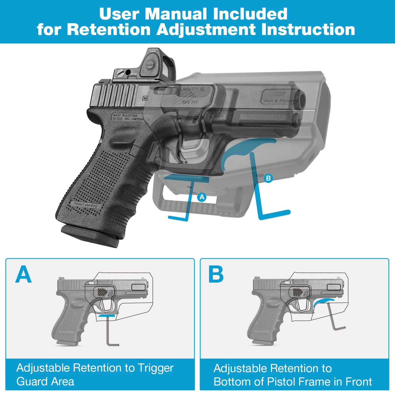 Universal OWB Holster for Canik/FN/Walther/Browning/S&W/Sarsilmaz/Sig/Girsan/Stoeger/Bersa / 1911/Glcok/ Taurus/ Springflied/CZ