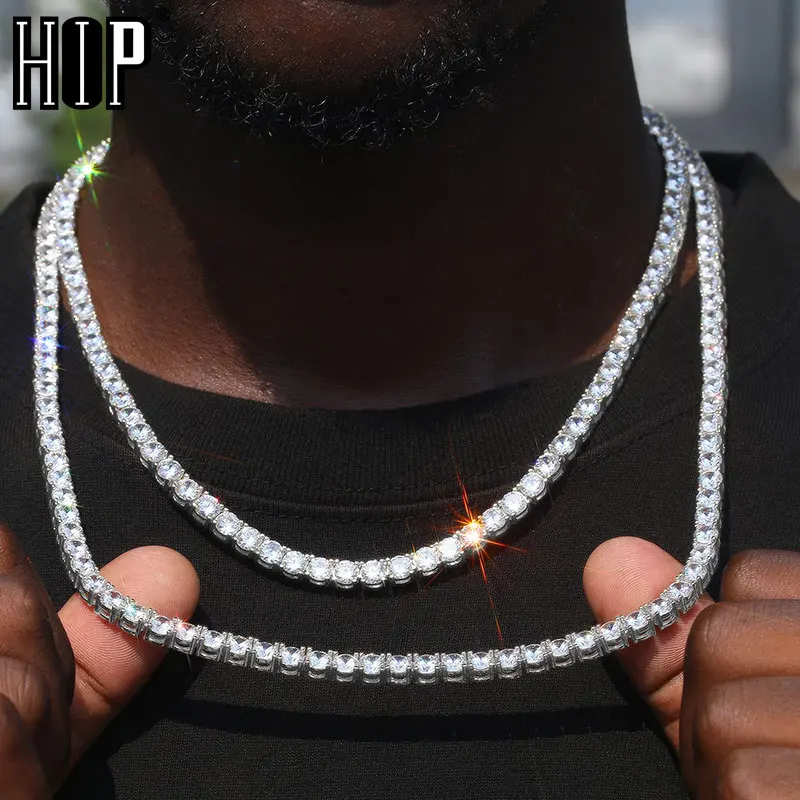 

Hip Hop Brass Cubic Zircon Iced Out Tennis Chain AAA+ CZ Stones 3/4/5/6MM Bling Iced Out Gold Plated Necklace For Men Jewelry