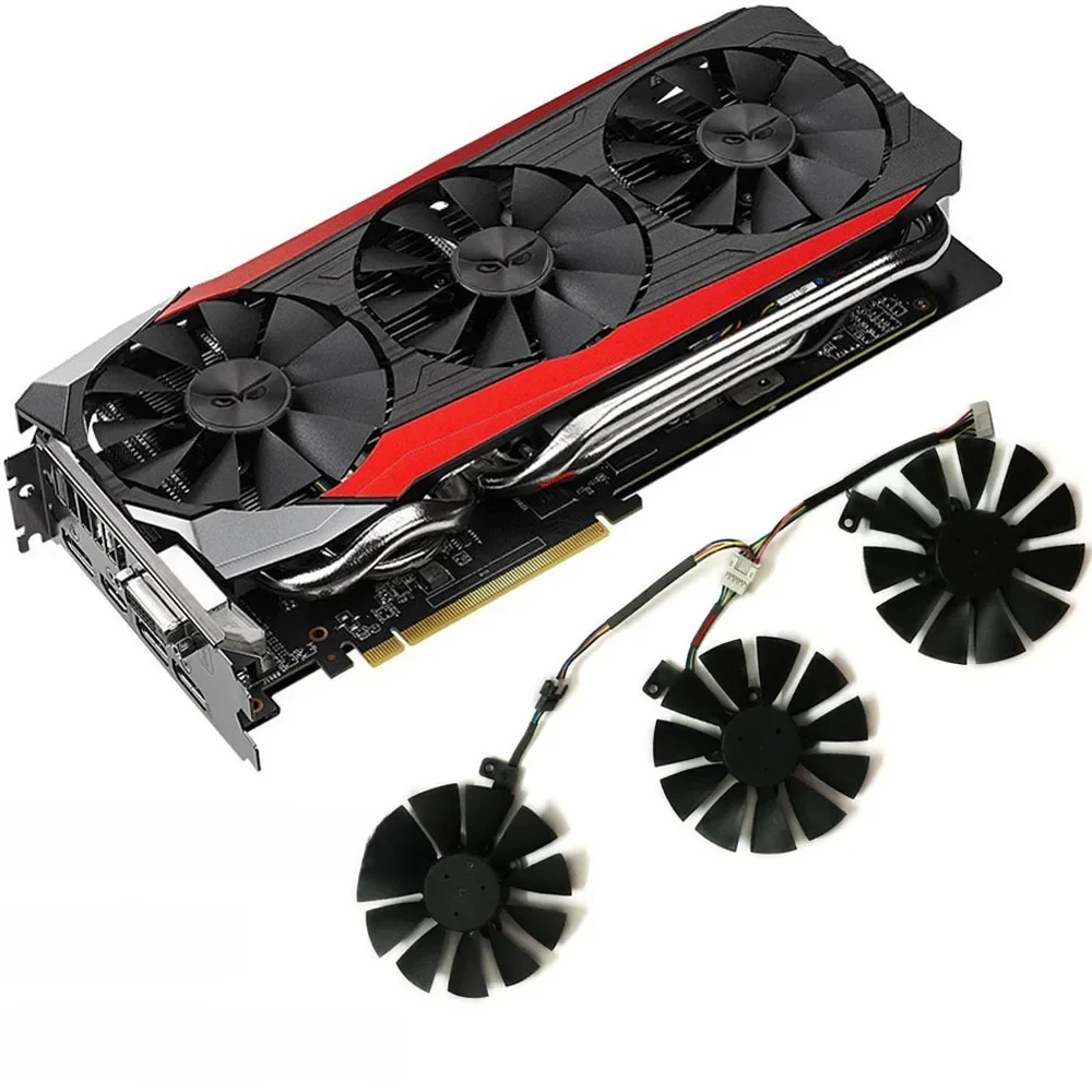 3 sztuk/zestaw Wentylator kart graficznych,PLD09210S12HH T129215SU,VGA wentylator,dla ASUS ROG STRIX GTX 1060 O6G GAMING,AREZ STRIX RXVEGA56 O8G GAMING,ASUS ROG STRIX RX480 O8G GAMING,ASUS ROG STRIX RX580 O8G GAMING — zdjęcie 2