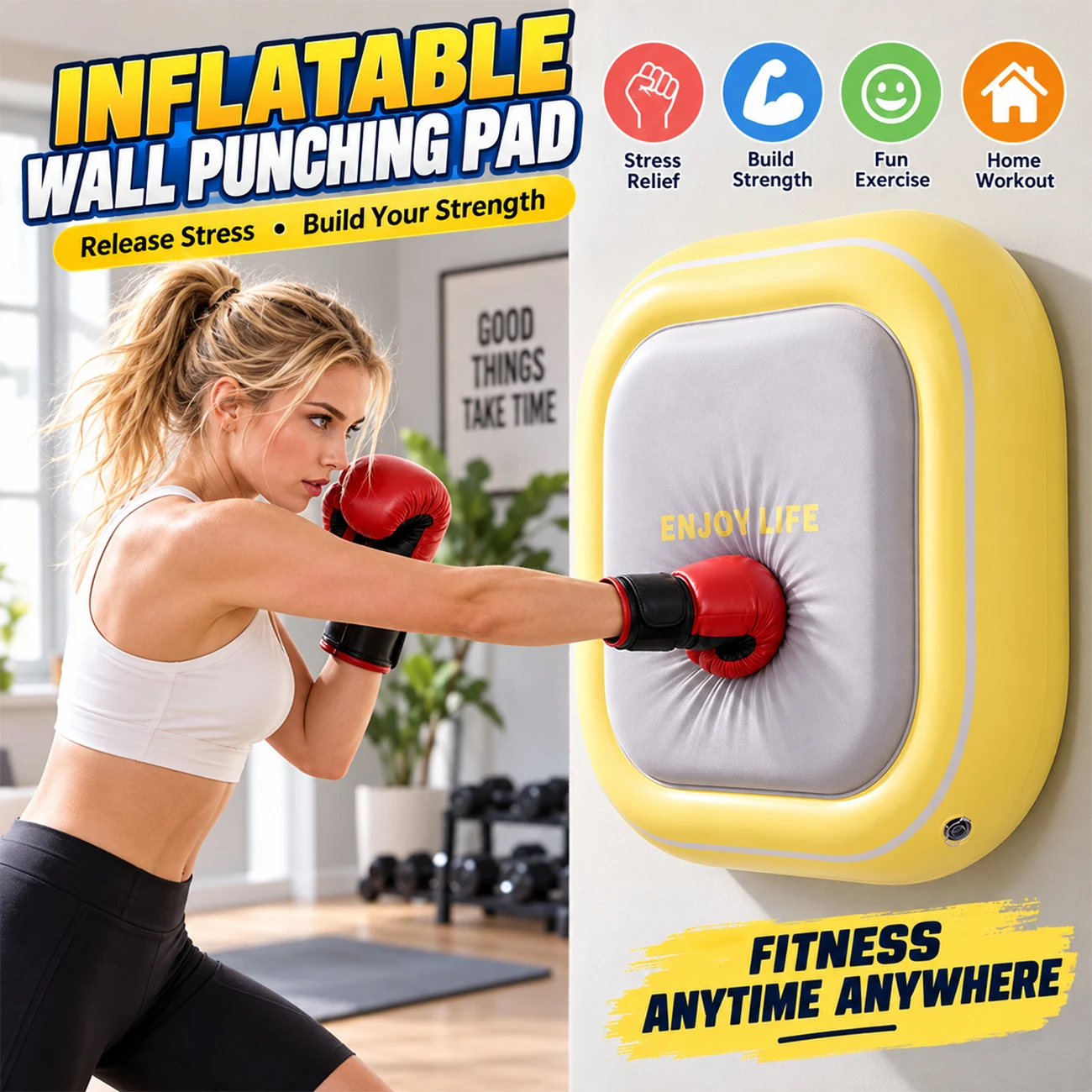 1PC Wall Mounted Boxing Punching Pad Inflatable Training Target, Shock Absorbing Punching Bag for Kids Adults Home Workout