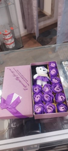 22 Flowers Soap Flower Gift Rose Box Valentines Day Gift Bears Bouquet Wedding Decoration Gift Festival Heart-shaped Box photo review