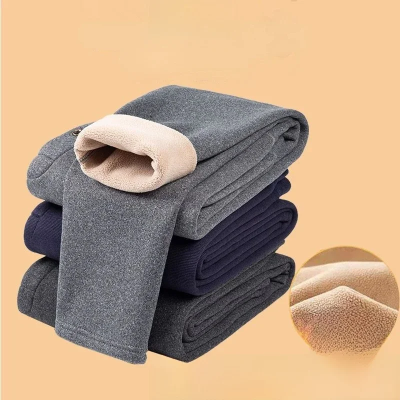 Winter Men Thermal Underwear Bottoms Skin-Friendly Fleece Thermos Pants Warm Wool Thickened Elastic Comfortable Tights Leggings