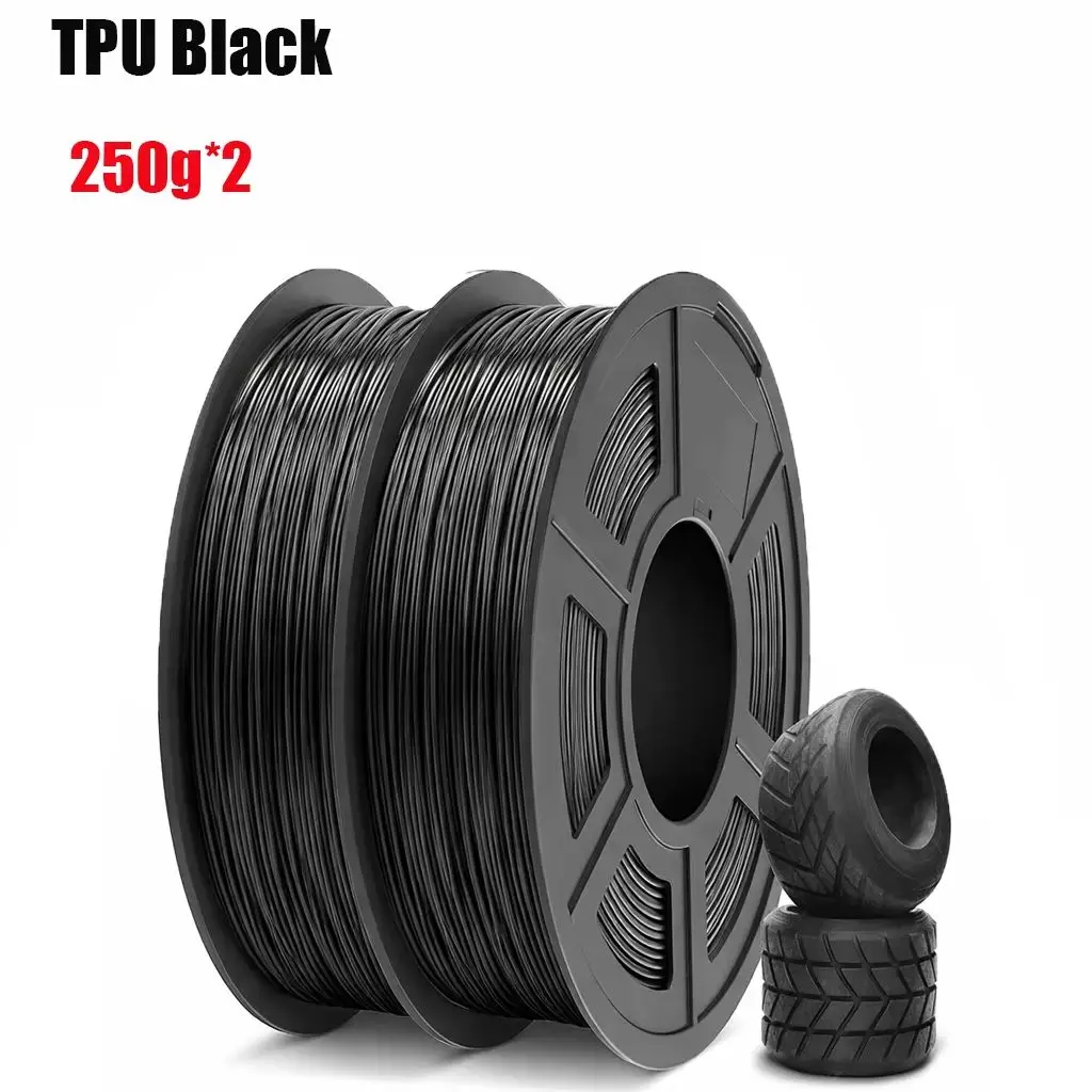 

Black TPU Filament 1.75mm Flexible 3D Printer Filament with Shore Hardness 95A Strong Elasticity Abrasion Resistance 500G/250G