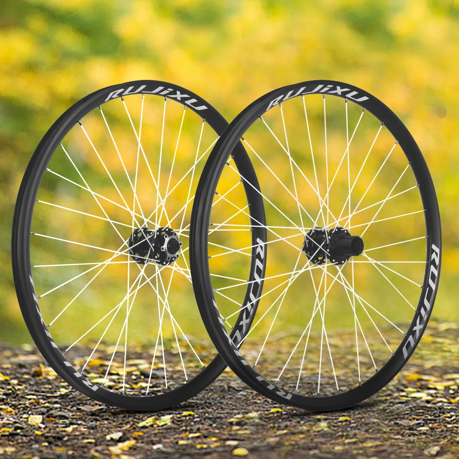 AliExpress High-quality White spokes RUJIXU Mountain bikes Wheel set 24/26/27.5/29 Inch Aluminium Alloy Rim BMX Disc Brake Bicycle wheels