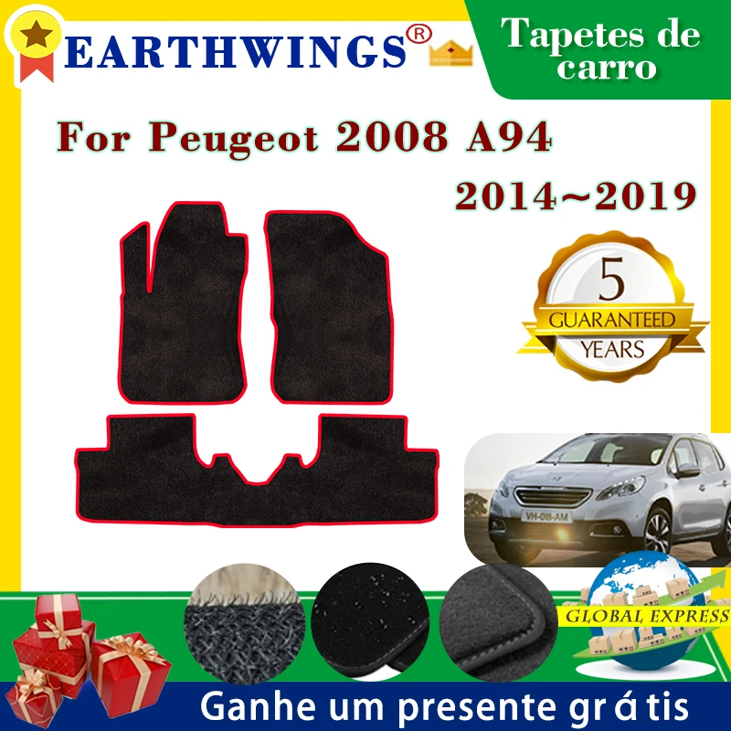 Esteiras do assoalho carro para peugeot 2008 a94 2014 ~ 2019 2016 tapetes painel footpads anti-deslizamento tapete capa capa capa almofadas pé adesivo acessórios