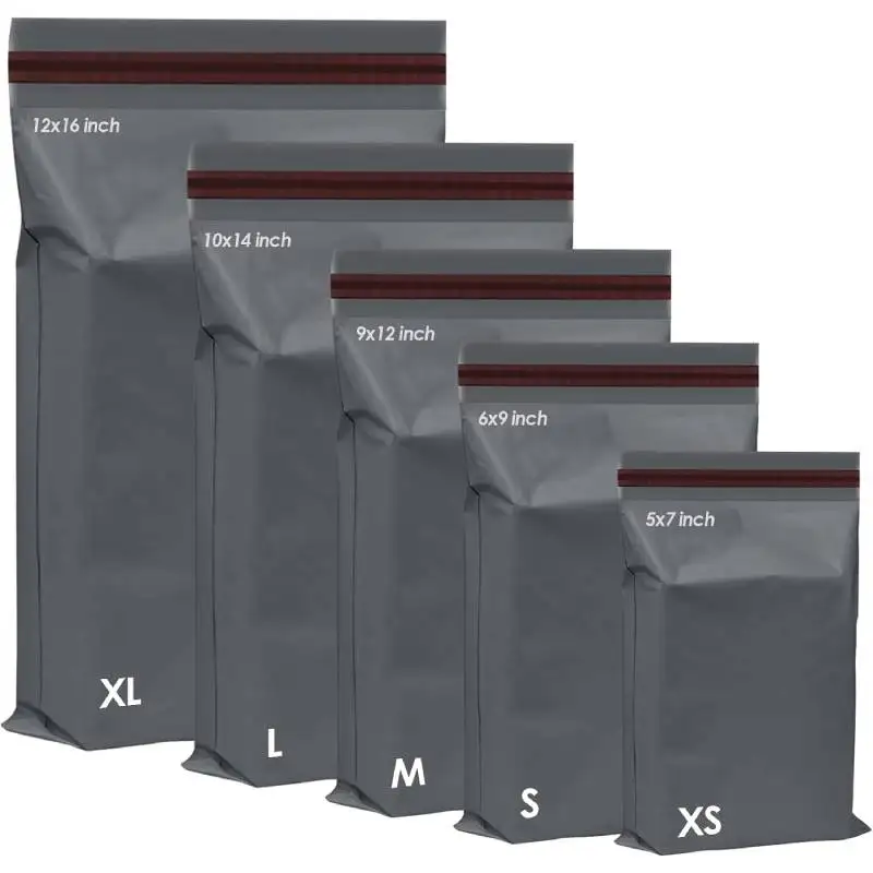 iSOUL 125 Bolsas de Envío Grises Mixtas de Diferentes Tamaños, Bolsas de Polietileno Autosellables para Envíos Postales 5x7 6x9 9x12 10x14 12x16