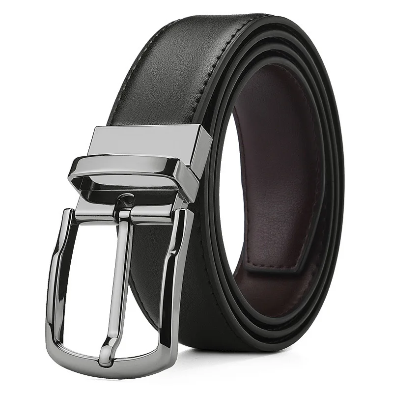 

Luxury Men’s Black Leather Belt – Adjustable Metal Pin Buckle Waist Belt for Office & Casual Wear