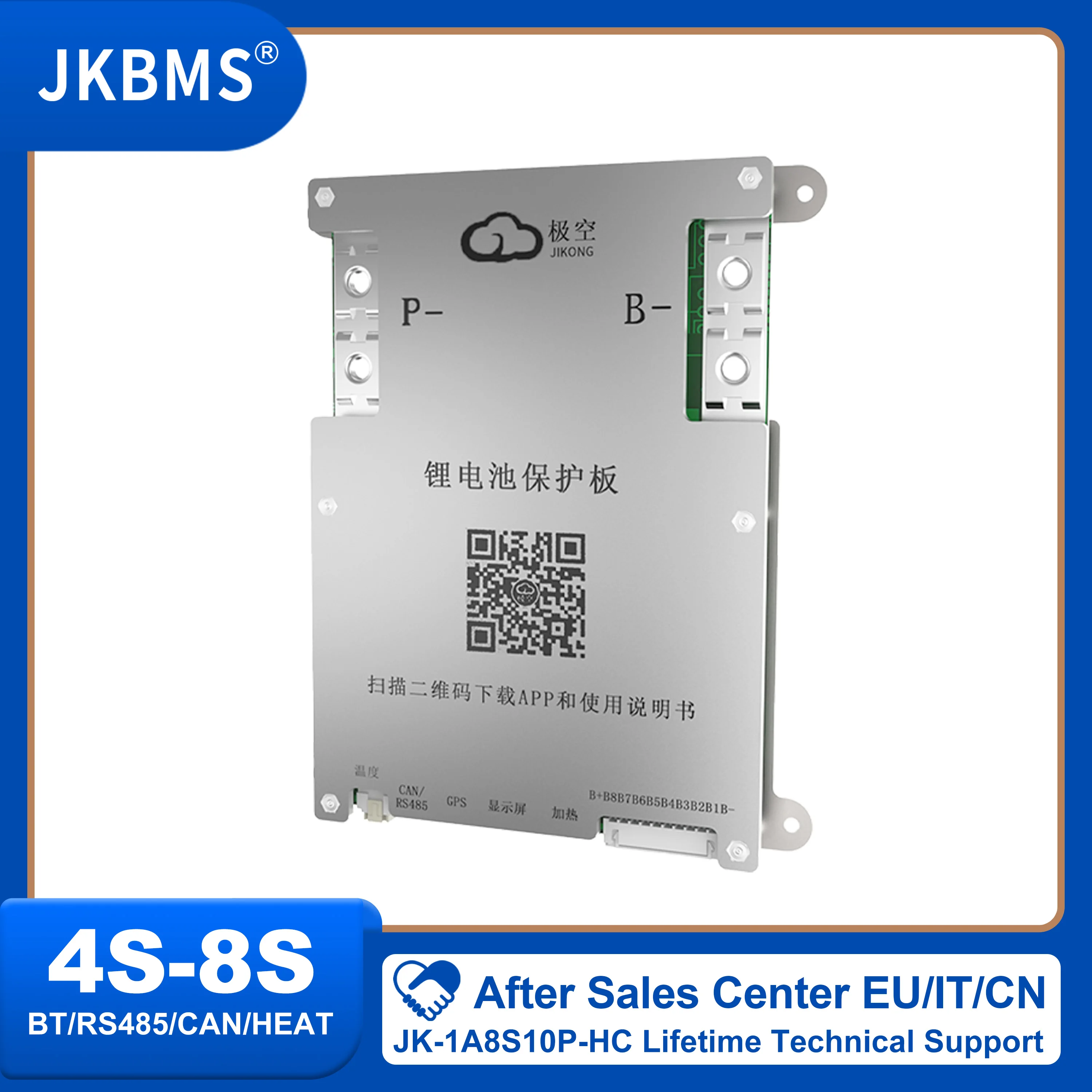 JKBMS B1A8S10P Smart BMS 100A 4S 5S 6S 7S 8S 12V 24V BATTERY WITH 1A ACTIVE BALANCE lifepo4 Li-ion LTO BMS CANBUS HEAT