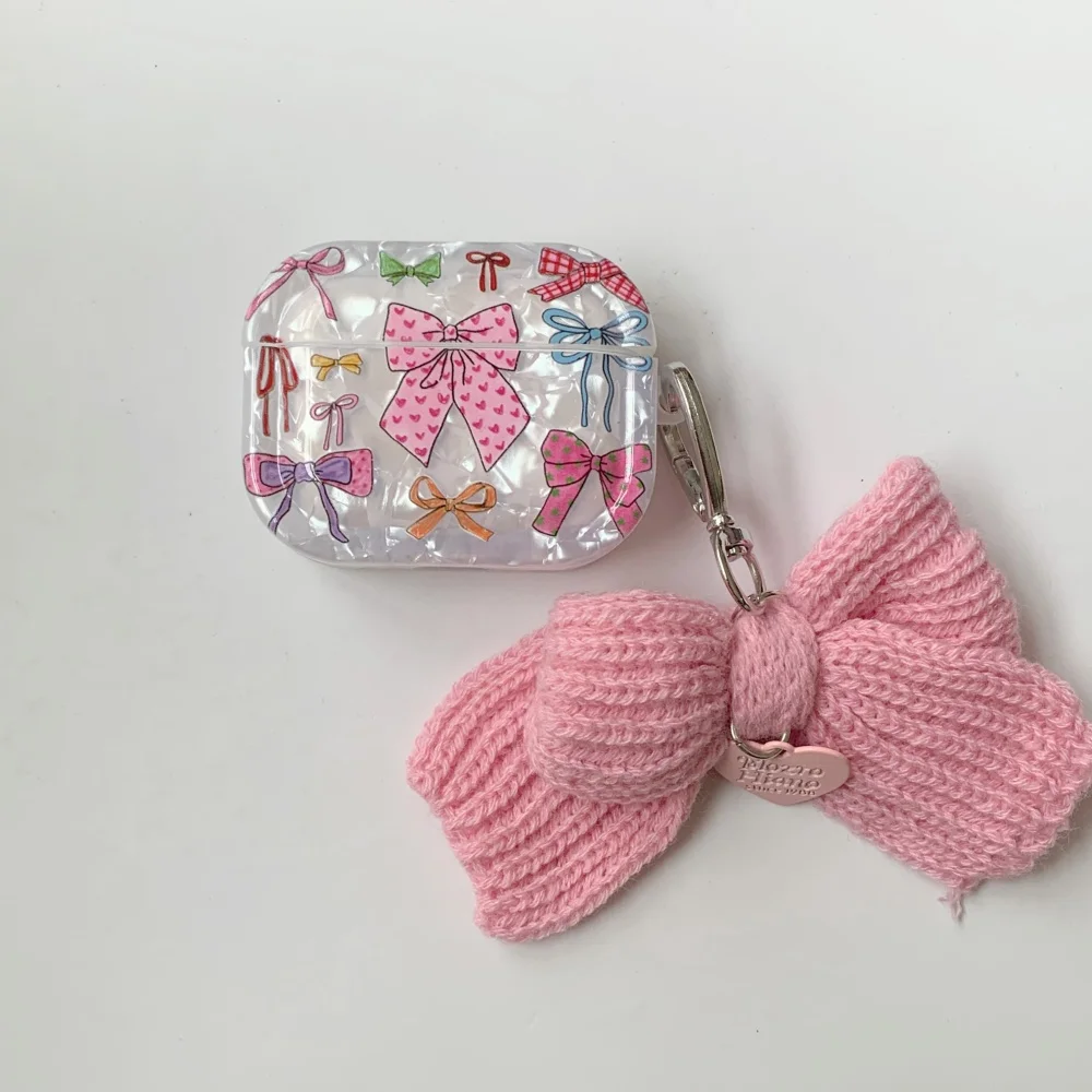 

Cartoon shell pattern bow protective cover, suitable for AirPods Pro 2/AirPods 4/3/2Korea’s cute new shockproof headphone cover
