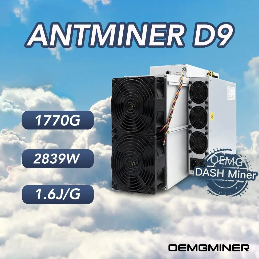 Bitmain Antminer D9 1770Gh/s 2839W Dash Miner with Power Supply