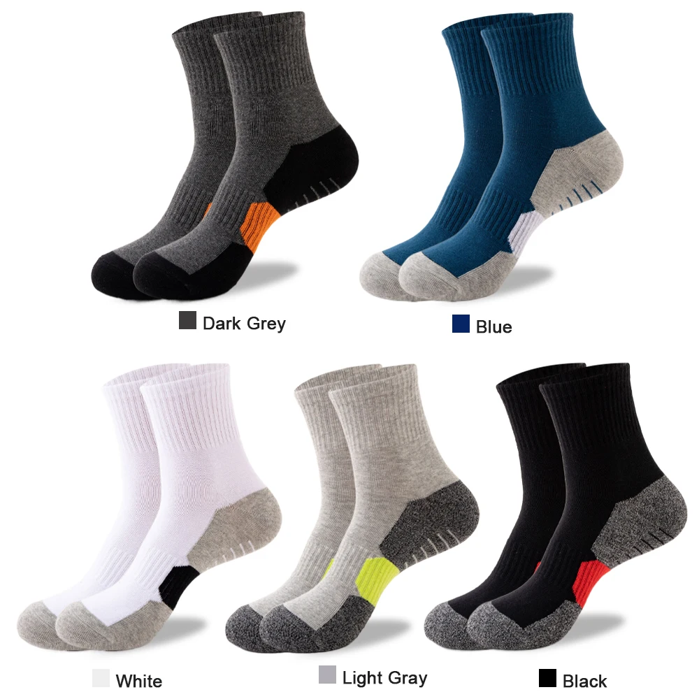 5 Pair Winter Men Socks Cotton Black Leisure Business Long Socks Walking Running Hiking Thermal Socks For Male Plus Size 38-48