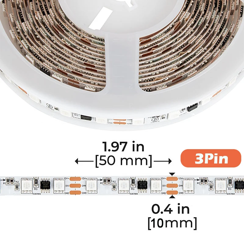 Tira de luces LED direccionables individualmente, 12V, 24V, 2811, 18/30/60 píxeles, cinta de luz LED/M, IP20/IP65, cuerda de luz RGBIC Dreamcolor