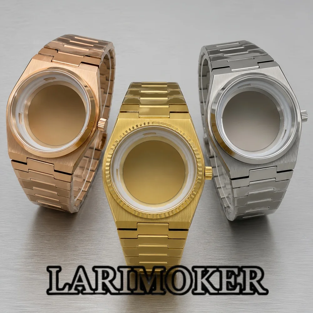 LARIMOKER 39mm PRX Style Integrated Watch Case for NH35 PT5000 Sapphire Crystal Stainless Steel Bracelet Smooth or Fluted Bezel