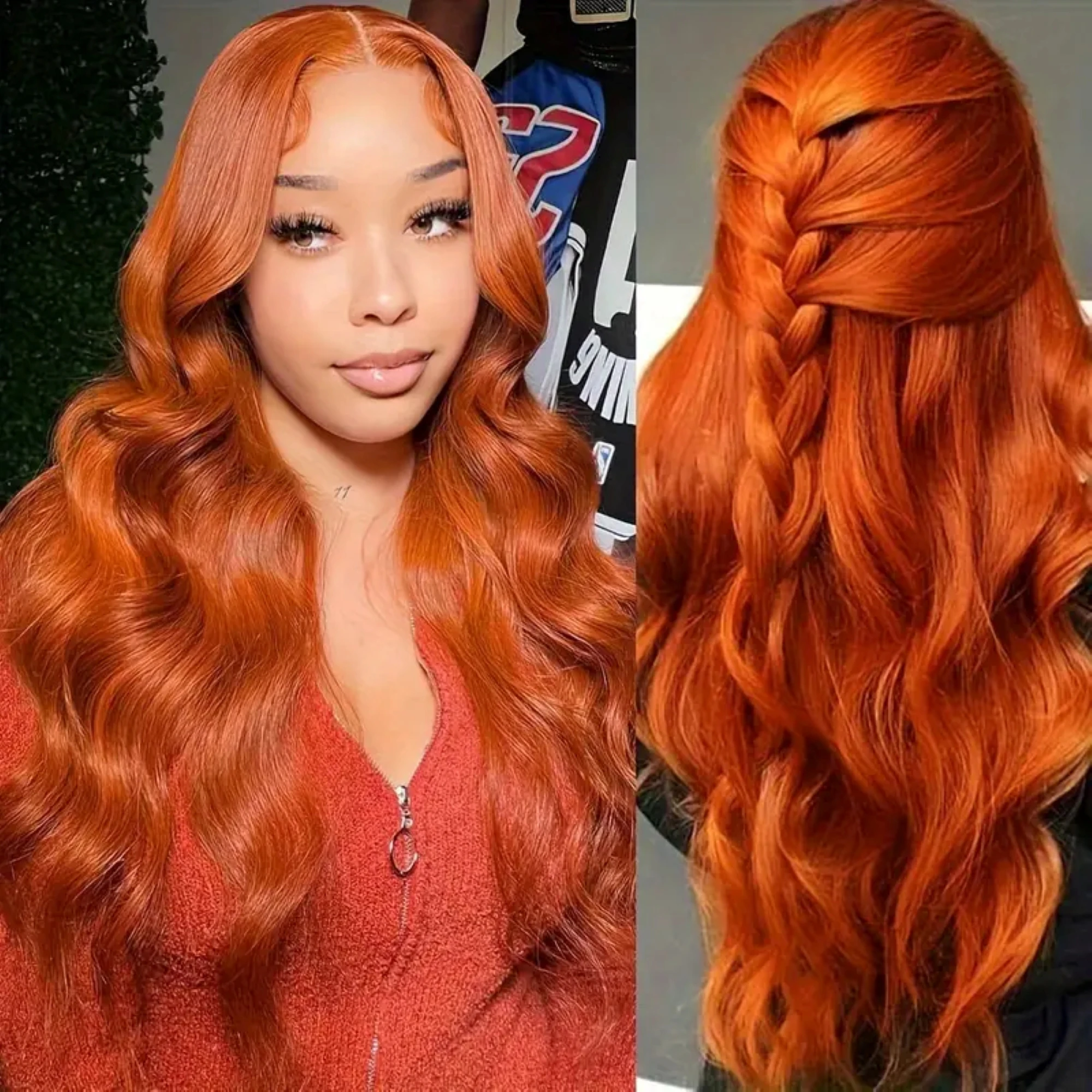 Body Wave Ginger Lace Front Wigs Human Hair 13x6 HD Orange Lace Front Wigs Human Hair Pre Plucked 200% Density For Black Women