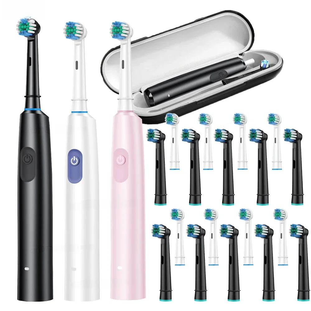 Escova de dentes elétrica rotativa recarregável escova de dentes elétrica para adultos rotativa