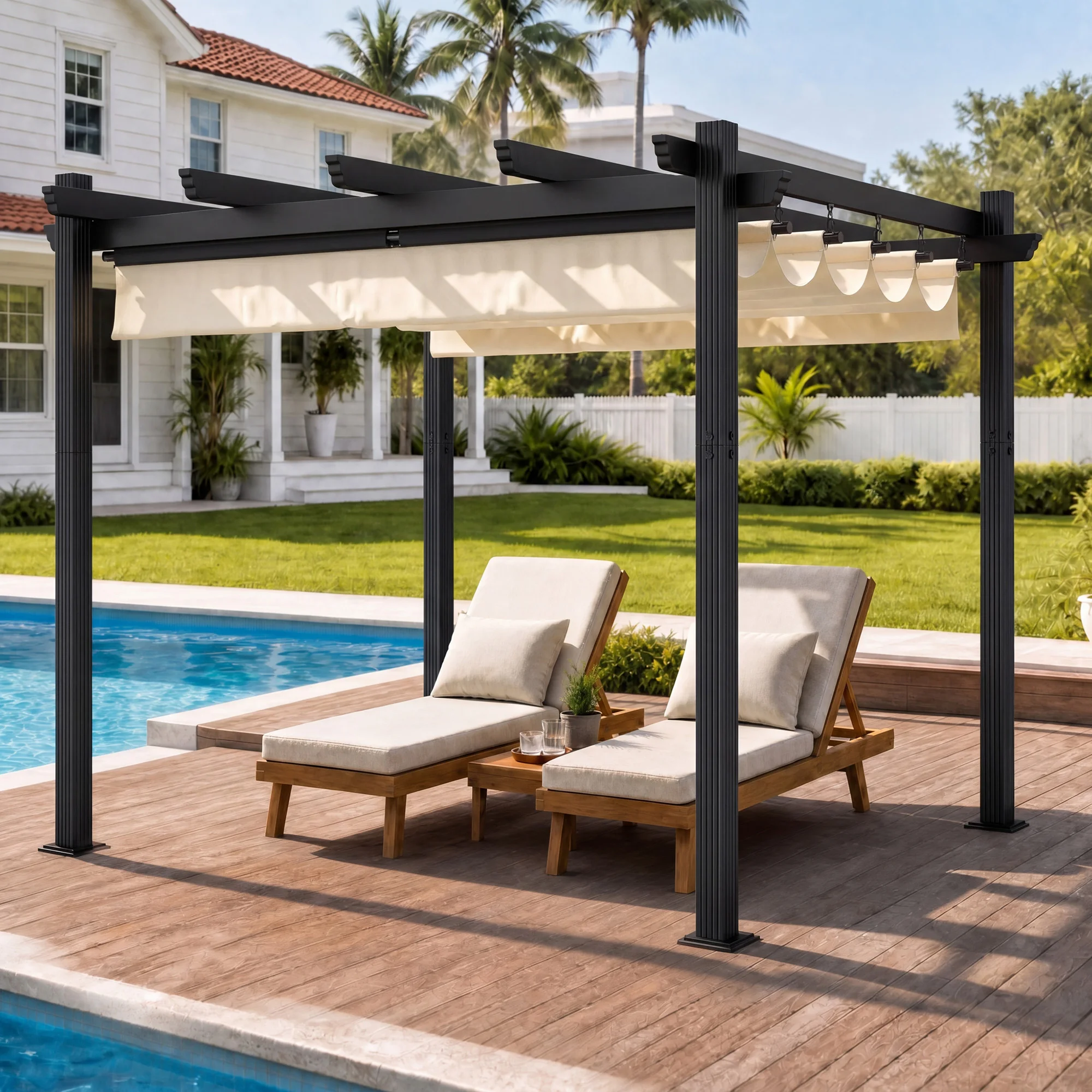 Devoko Einziehbarer Pavillon aus Aluminiumlegierung mit Sonnenschutz, wasserdicht und robust, für Freizeitaktivitäten im Garten