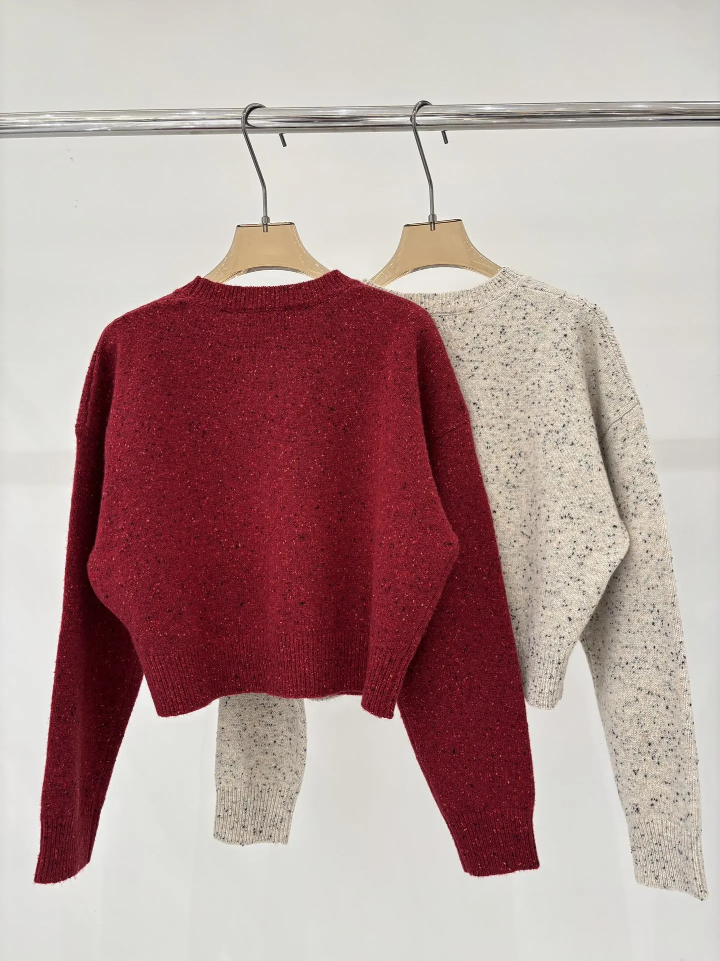 

25 Autumn/Winter Women's New Fashionable Long Sleeve Temperament Solid Color Hoodie Round Neck Polka Dot Sweater