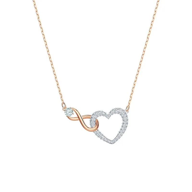 

Shijia Romantic Love Heart Shaped Necklace Rose Gold Interwoven Love Single Diamond Necklace Female Manufacturer