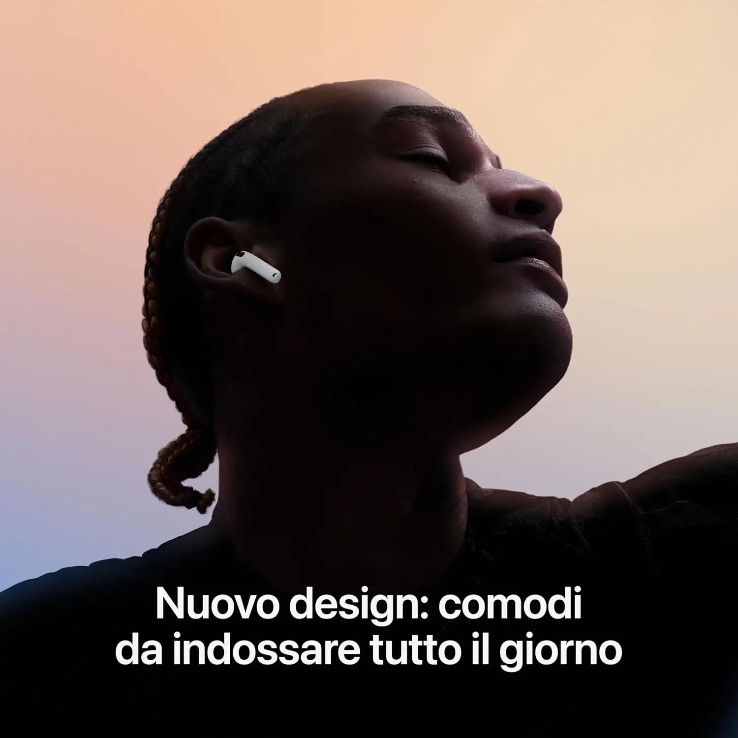 سماعات أذن Apple AirPods 4 اللاسلكية، سماعات بلوتوث، صوت مخصص للمساحة، مقاومة للعرق والماء، مخصص شحن USB-C، شريحة H2، ما يصل إلى 24 ساعة من الحكم الذاتي
