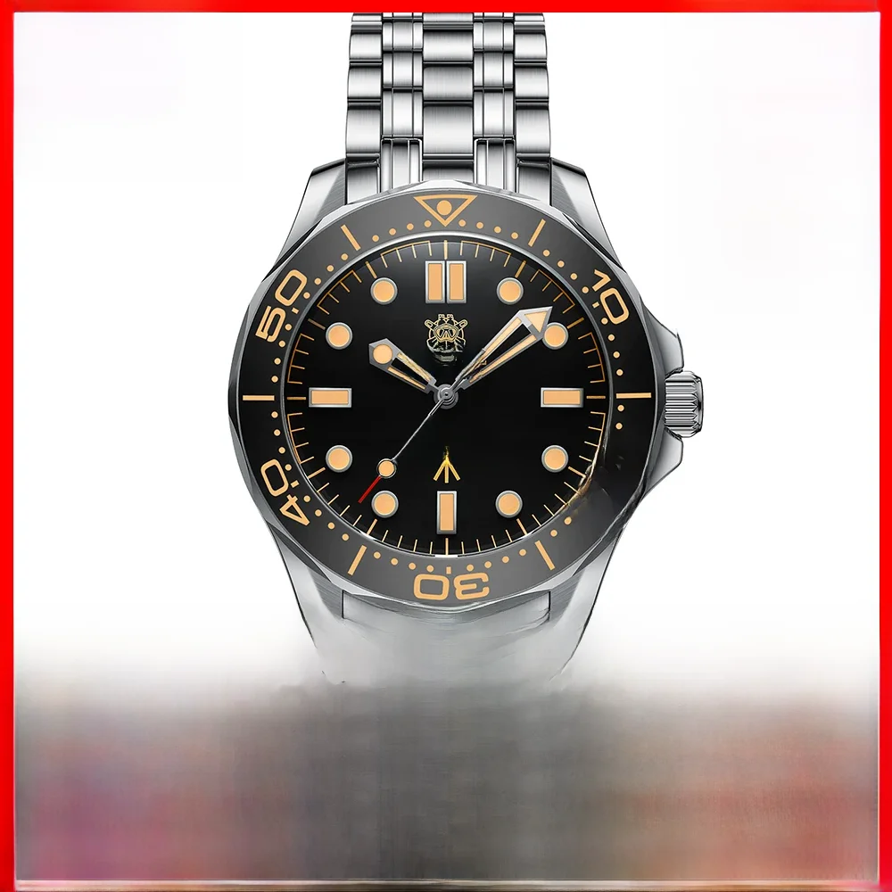STEELDIVE SD1957 Neues Armband, 42 mm, Vintage-Lünette, 200 m wasserdicht, NH35, grünes Luminou-Saphirglas, automatische Taucheruhr