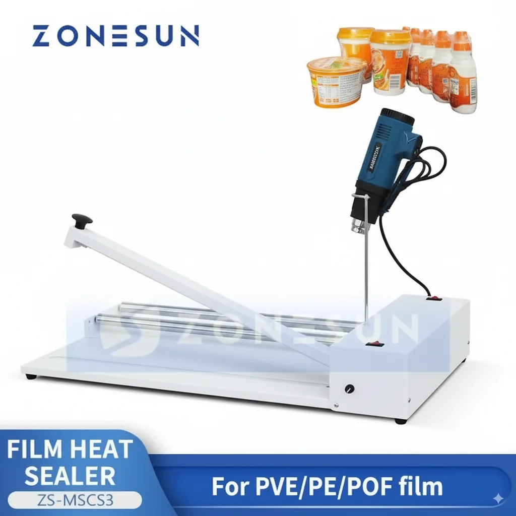 

ZONESUN ZS-MSCS3 Ручной термоусадочный упаковщик с системой горячей резки для упаковки пленки из ПВХ/PE/POF