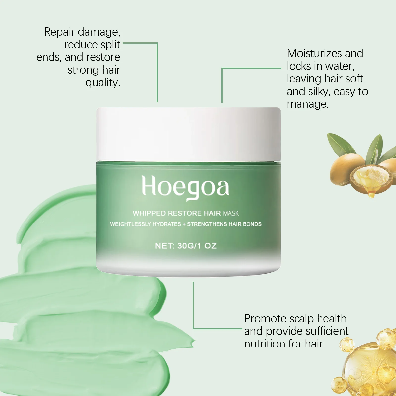 30g Coconut Oil Hair Mask Deep Nourishing Damaged Hair Enhance Smoothness Reduce Dryness Restroing Shine Strengthen Hair Mask