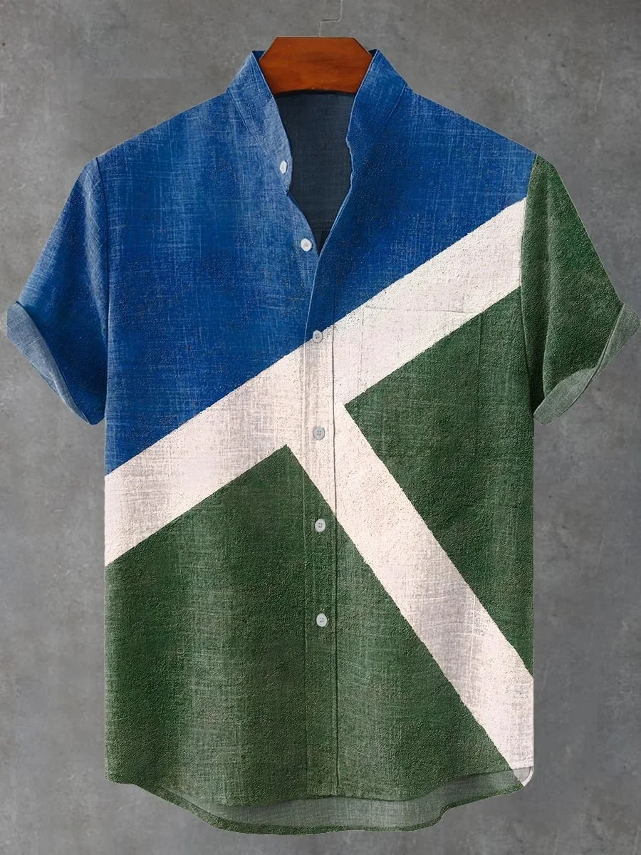 Męska koszula hawajska w paski Casual Top z krótkim rękawem Luźna odzież Moda Vintage Letnia koszula Szybka wysyłka