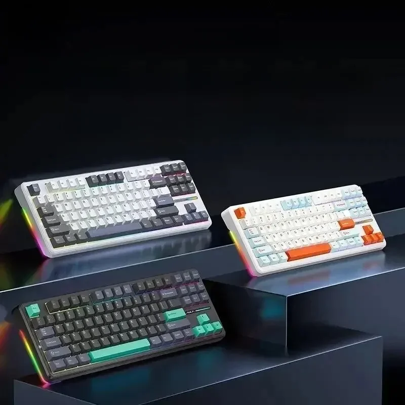 AULA F87 Pro Mechanische Tastatur, 2,4 g/USB/Bluetooth, Tri-Modus, kabellos, 87 Tasten, RGB-PBT-Dichtung, 5-lagige Schalldämpfung, volle Taste, keine Auswirkungen