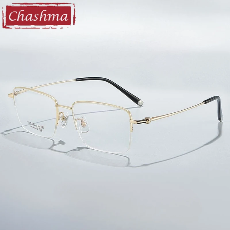 

Chashma Prescription Glasses Men Pure Titanium High Quality Light Half Eyewear Eyeglasses Frames for Progressive Recipe Lenses