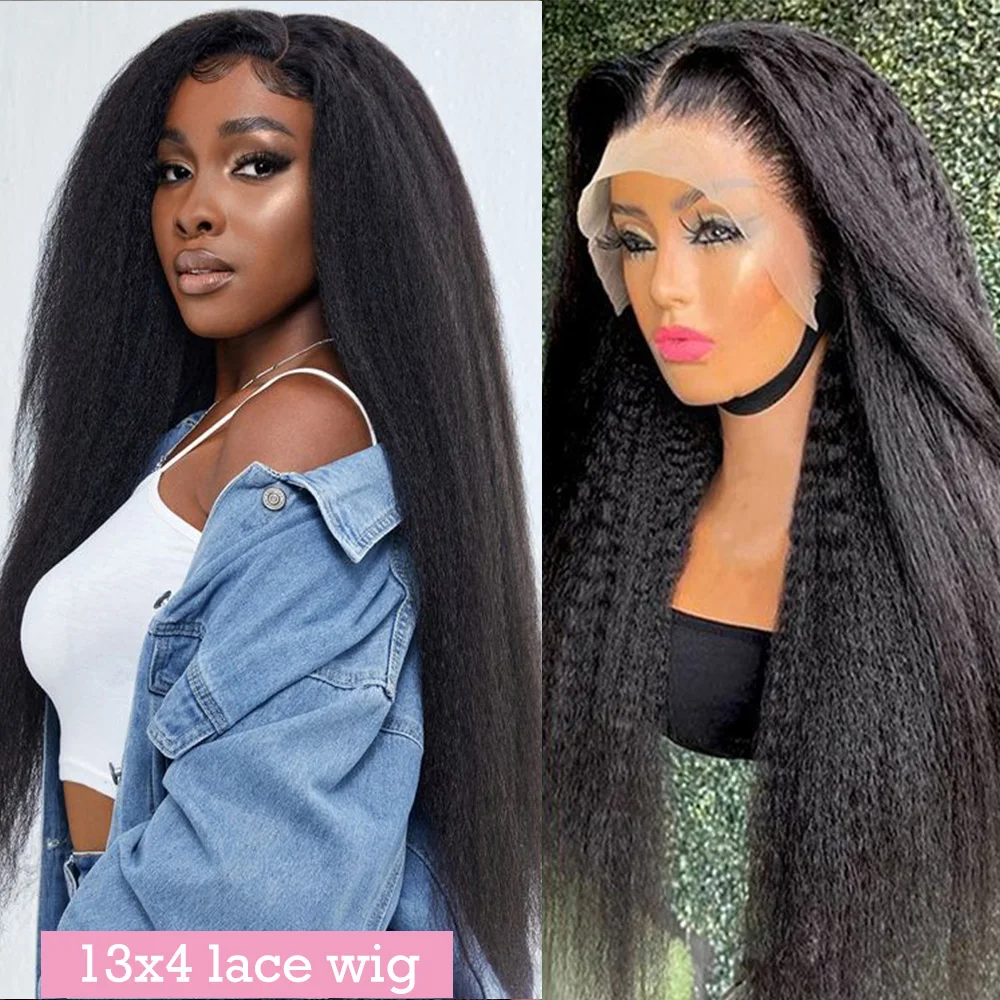 250% 13x6 hd lace frontal kinky straight human hair wigs For Women Glueless Brazilian 13x4 Yaki Straight lace front Wig On Sale